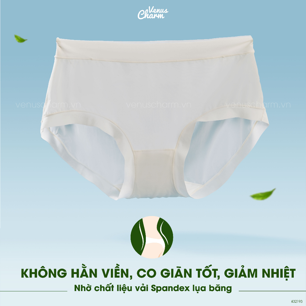 Quần lót freesize tràm trà kháng khuẩn trơn xuyên thấu co giãn ôm vòng 3 Venus Charm 32193
