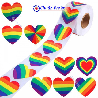 500 Sticker LGBT trái tim đa sắc cầu vồng
