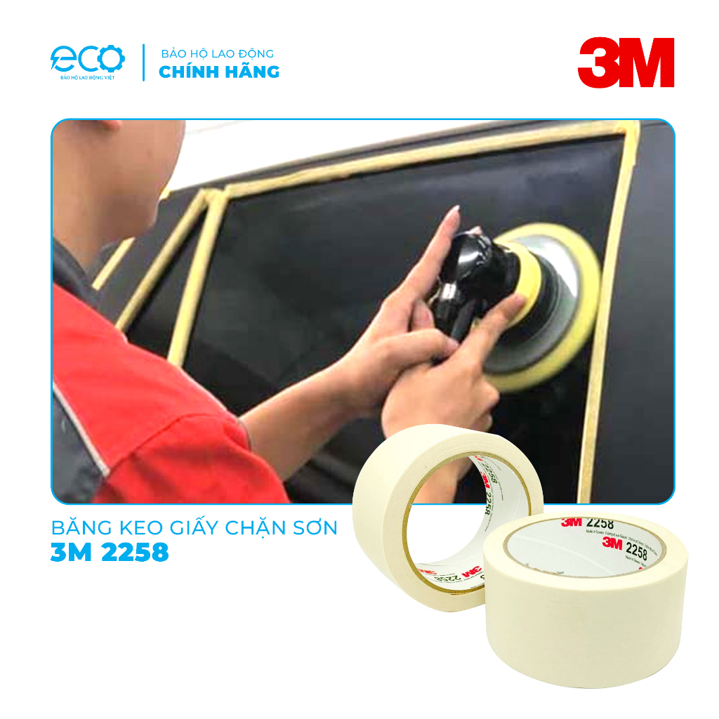 Băng keo giấy 3M 2258 CHẶN SƠN, MÀU nhiều kích thước