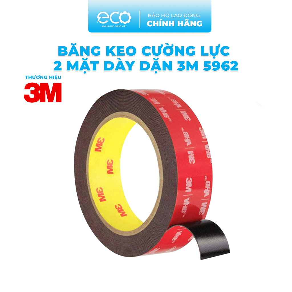 Băng keo cường lực 2 mặt siêu dính 3M 5962 kích thước (12mm x dài 4.5m) chính hãng