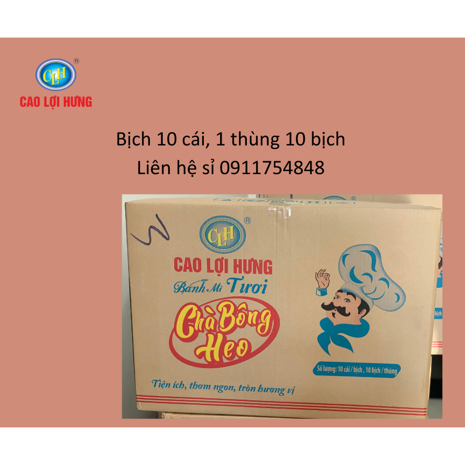 Bịch 10 cái, Bánh mì chà bông heo Cao Lợi Hưng, Trọng lượng 52g và 70g, 1 thùng 100 cái, giá lẻ siêu hời