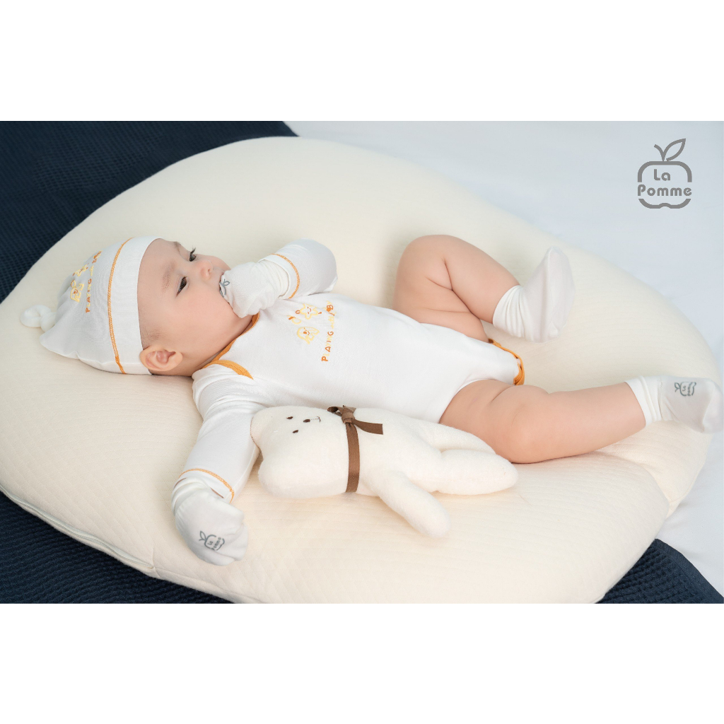 La pomme set sơ sinh kẻ viền cho bé AW2023