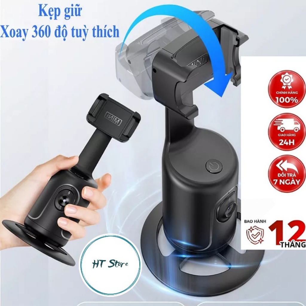 Gimbal Điện Thoại 360-P01 Giá Đỡ Theo Dõi Khuôn Mặt Cho Quay Video, Livestream, Tiktok, Tự Động Xoay 360º, Để Bàn
