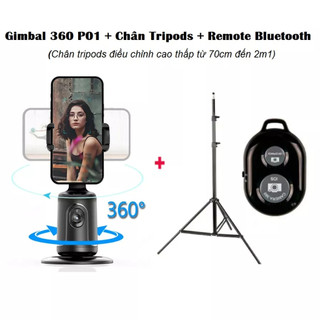 Gimbal Điện Thoại 360-P01 Giá Đỡ Theo Dõi Khuôn Mặt Cho Quay Video, Livestream, Tiktok, Tự Động Xoay 360º, Để Bàn