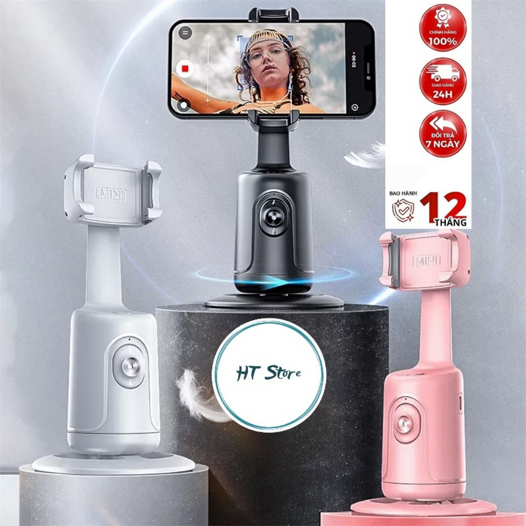 Gimbal Điện Thoại 360-P01 Giá Đỡ Theo Dõi Khuôn Mặt Cho Quay Video, Livestream, Tiktok, Tự Động Xoay 360º, Để Bàn