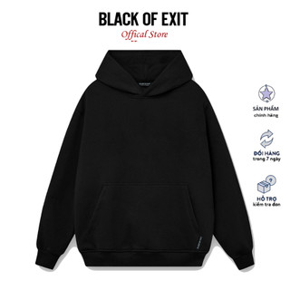  Áo hoodie TRƠN nỉ bông BLACK OF EXIT Basic nam nữ form rộng thu đông Local Brand 