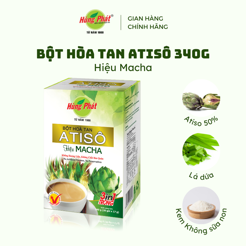 Bột Hòa Tan Atisô Hùng Phát Hộp 340G - Thức Uống Ngon và bổ dưỡng