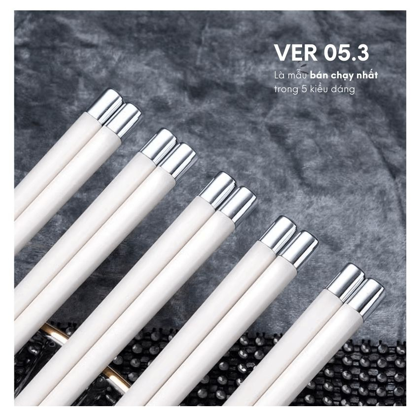 Đũa ăn cơm kháng khuẩn 5 đôi 5 mẫu khác nhau hợp vệ sinh, đũa Alloy chịu nhiệt cao cấp cho gia đình