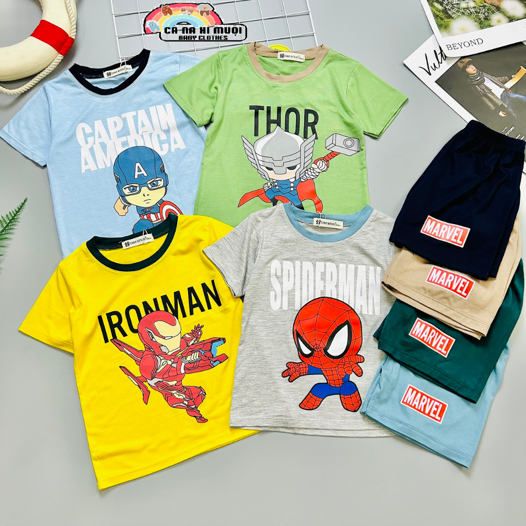 SizeBộ Cộc Tay Thun Lạnh Dể Thương Cho Bé Gái Bé Trai, Đủ Màu