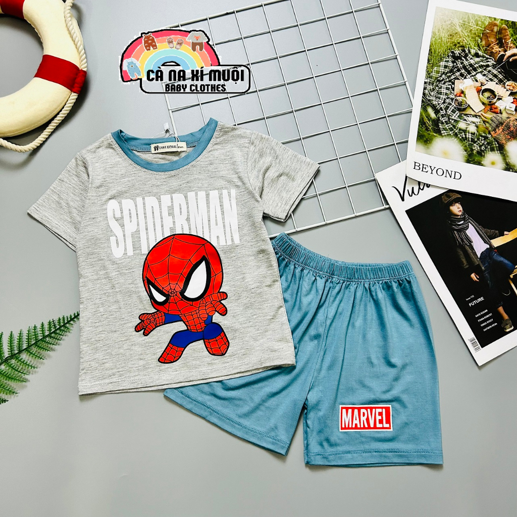 SizeBộ Cộc Tay Thun Lạnh Dể Thương Cho Bé Gái Bé Trai, Đủ Màu