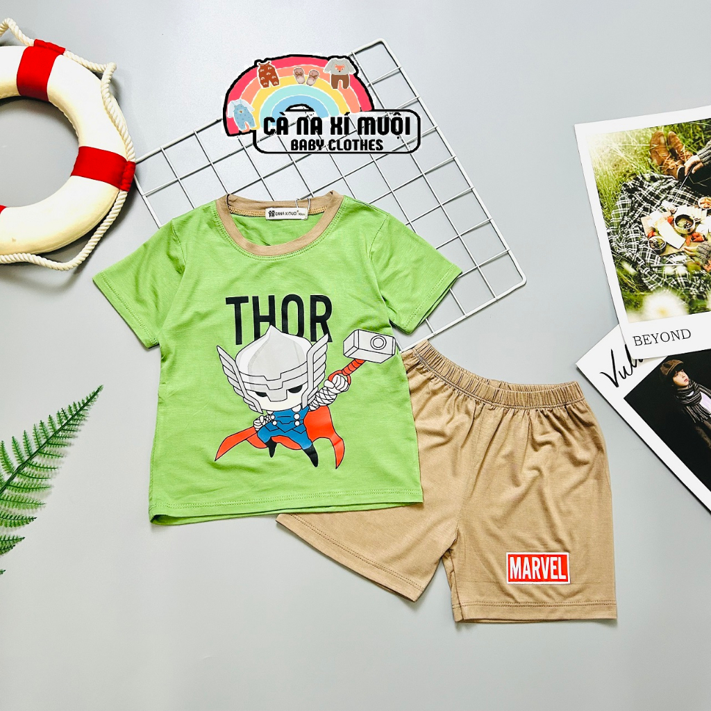 SizeBộ Cộc Tay Thun Lạnh Dể Thương Cho Bé Gái Bé Trai, Đủ Màu