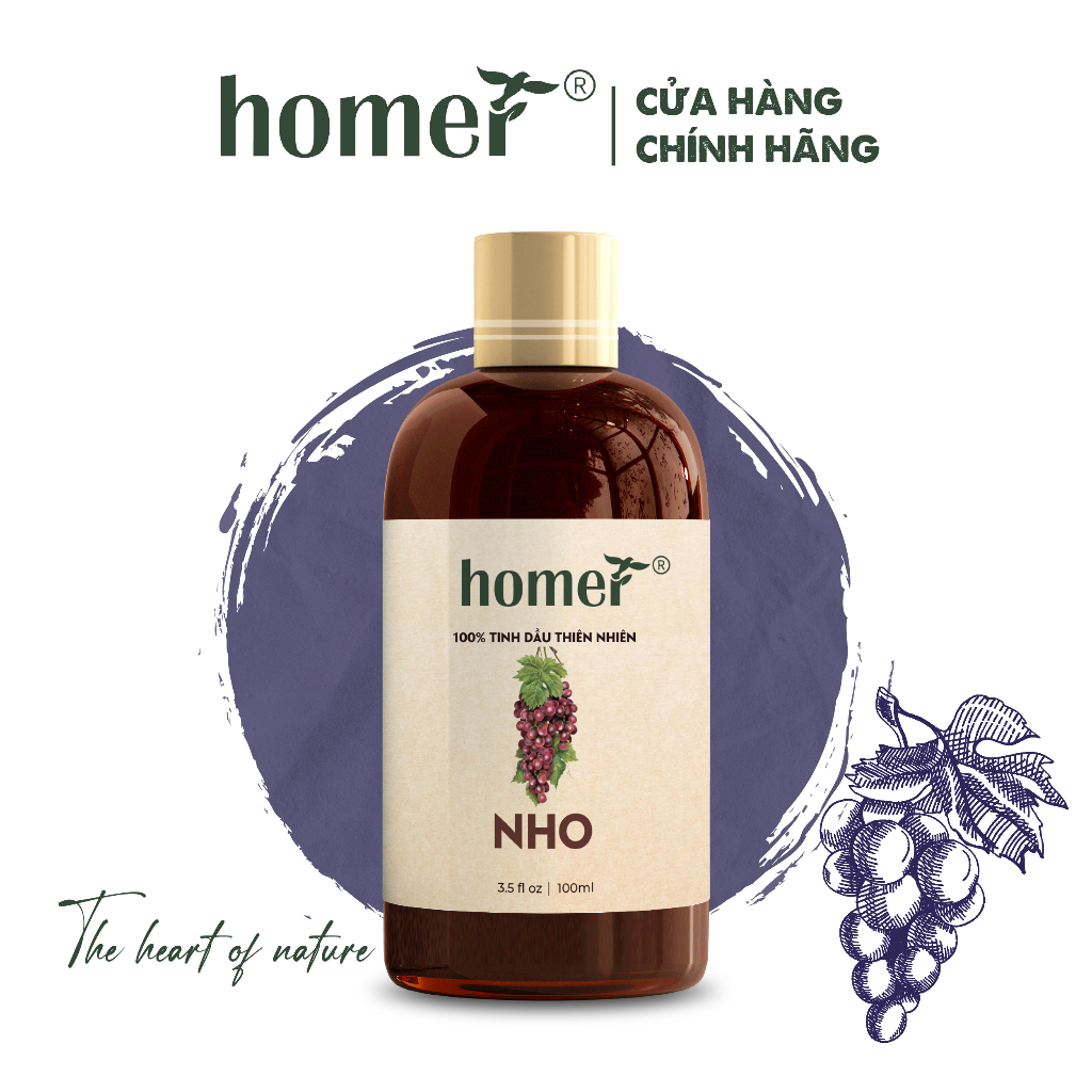Tinh dầu Nho Homer 20ml/100ml - Grapes Essential Oil - Khử mùi, xông thơm phòng, dưỡng ẩm
