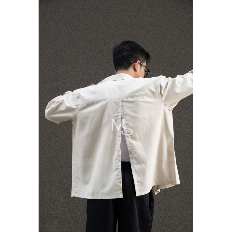 SƠ MI LINEN TAY DÀI XẺ TÀ LƯNG - MONSIEUR BEIS SHIRT