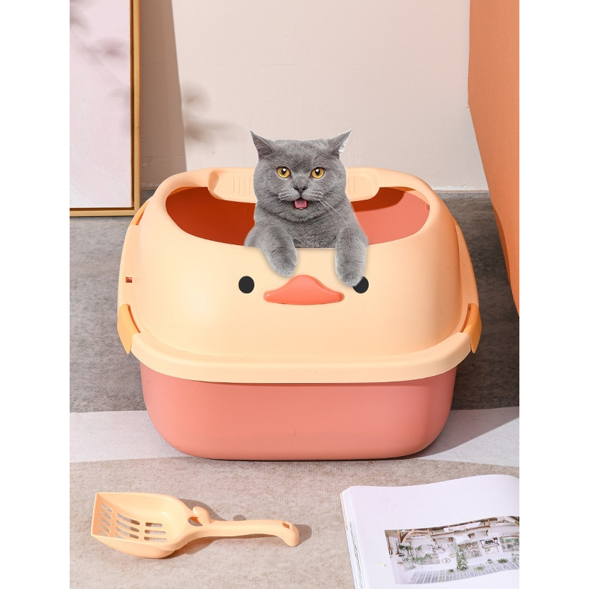 [ HỎA TỐC] Khay cát mèo, khay vệ sinh cho mèo thành cao hình vịt dễ thương