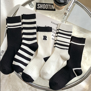 Set 10 đôi tất vớ nữ cổ cao họa tiết kẻ siêu hot phong cách hàn quốc t19