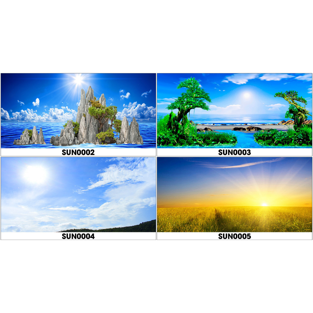 Tranh hồ cá SUN mặt trời bầu trời và mây có keo sẵn