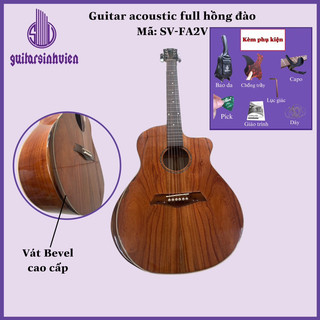 Đàn guitar acoustic SV-FA2V full gỗ Hồng đào xà cừ có vát Bevel - Có ty chống cong - Tặng 7 phụ kiện
