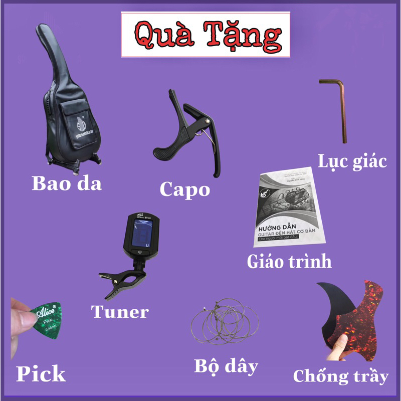 Đàn guitar acoustic SV-FA2V full gỗ Hồng đào xà cừ có vát Bevel - Có ty chống cong - Tặng 7 phụ kiện