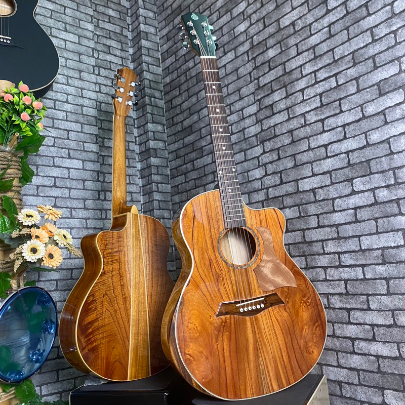 Đàn guitar acoustic SV-FA2V full gỗ Hồng đào xà cừ có vát Bevel - Có ty chống cong - Tặng 7 phụ kiện