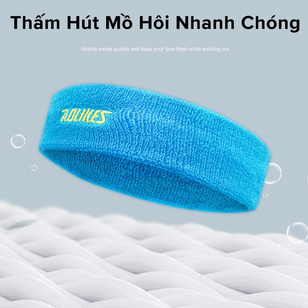 Băng Đô Đeo Trán Ngăn Mồ Hôi Bản To Siêu Thấm Hút Cotton Dày Dặn Thoáng Khí Sweatband AL2108 Chạy Bộ Gym Hãng Aolikes