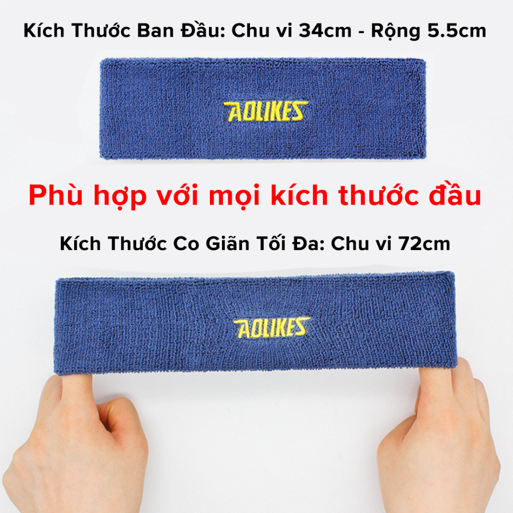 Băng Đô Đeo Trán Ngăn Mồ Hôi Bản To Siêu Thấm Hút Cotton Dày Dặn Thoáng Khí Sweatband AL2108 Chạy Bộ Gym Hãng Aolikes