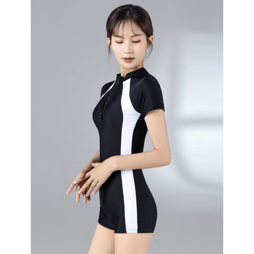 Đồ Bơi Nữ Bikini Lanbishop Khóa Kéo Dáng Đùi Đen Phối Trắng Lanbi 307