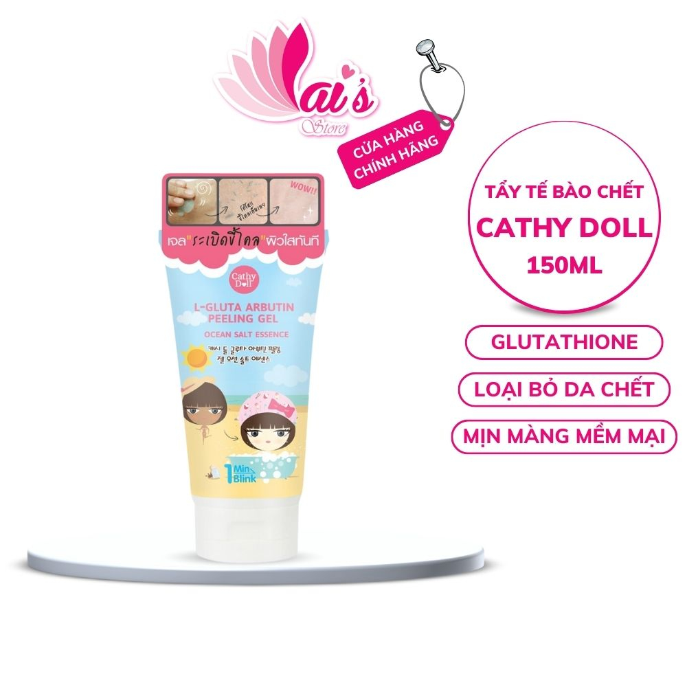 Tẩy Tế Bào Chết Cathy Doll Gluta Arbutin Peeling Gel 150ml Tinh Chất Muối Biển Làm Sạch Da Glutathione Ẩm Mịn Trắng Sáng