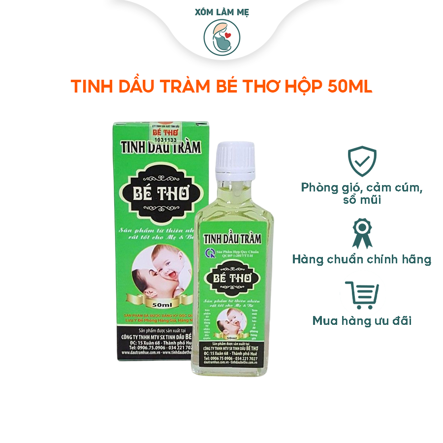 Tinh Dầu Tràm Bé Thơ Nguyên Chất Hỗ Trợ Giảm Ho Cảm Sổ Mũi Đuổi Côn Trùng Chai 50ml