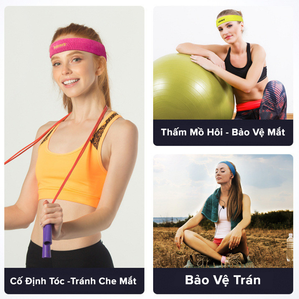 Băng Đô Đeo Trán Ngăn Mồ Hôi Siêu Thấm Hút Dày Dặn Thoáng Khí Headband Chạy Bộ Tập Gym Thể Thao Chính Hãng Aolikes