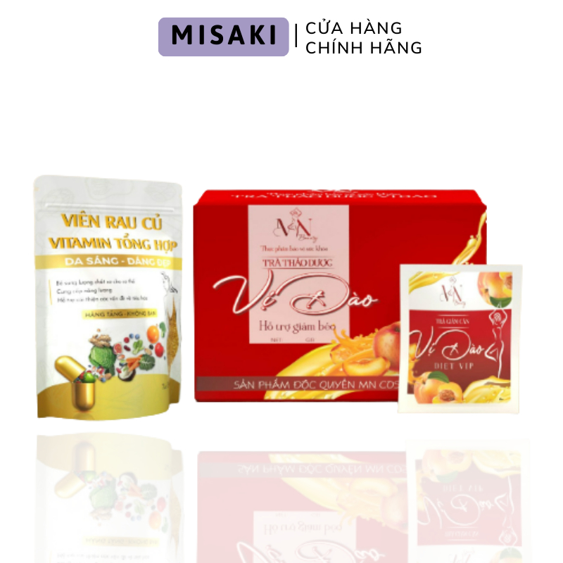 Trà giảm cân vị đào Đông Anh hộp 15 gói tặng detox vitamin