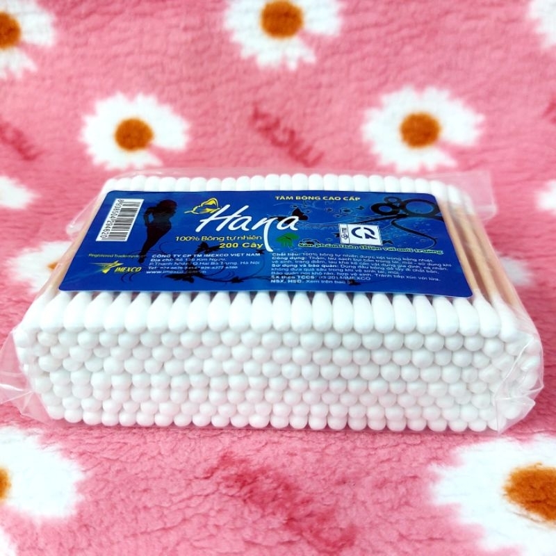 Bông tăm ráy tai Hana lõi gỗ gói 200 cây
