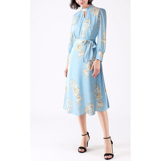 Beucloset - đầm lụa tay dài cổ trụ khoét hở thanh lịch