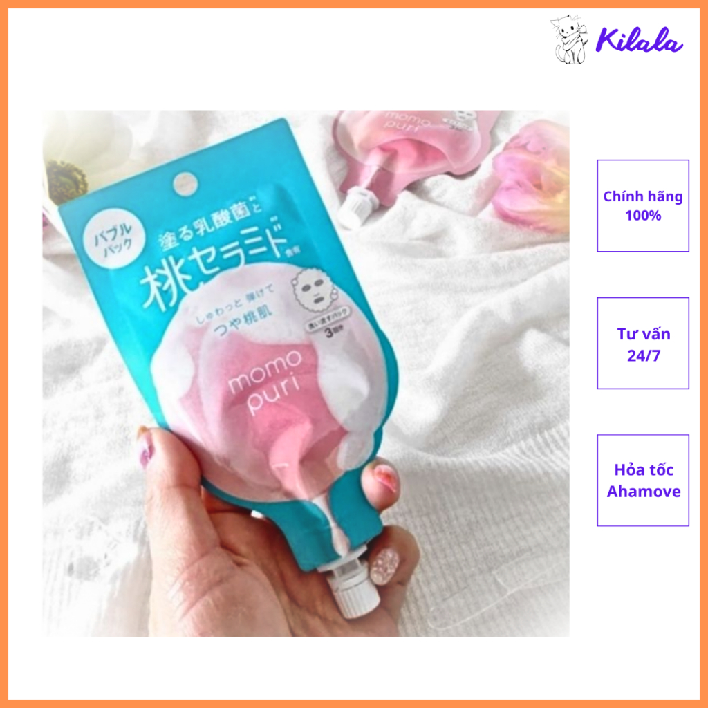 Mặt nạ thải độc quả đào Momopuri Fresh Bubble Mask 20g nội địa Nhật Bản