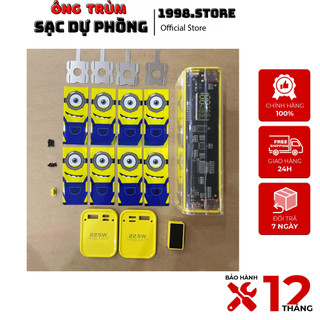 Box sạc dự phòng trong suốt, 8 cell pin 18650, sạc nhanh 22,5w