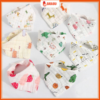 Sét 5 yếm xô tam giác organic khăn yếm tam giác cotton giữ ấm cổ nhiều mẫu xinh cho bé babibu