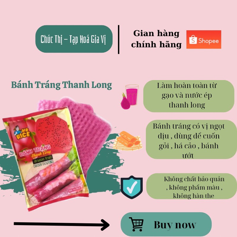 Bánh tráng thanh long Mr.Rice Duy Anh Foods gói 200gr