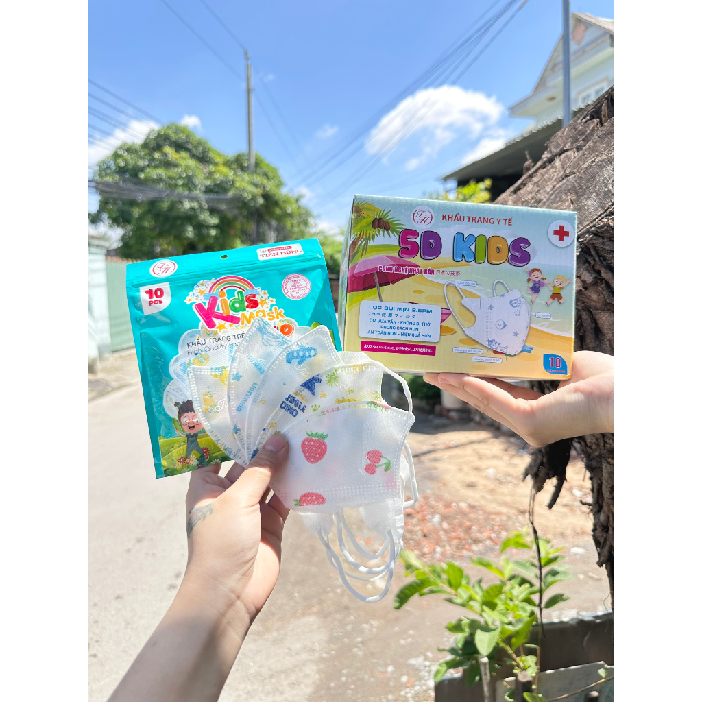 Khẩu trang 5d bé Duy Quân , khẩu trang y tế bé in hình hoa tiết ,khẩu trang bé từ 1-6 tuổi