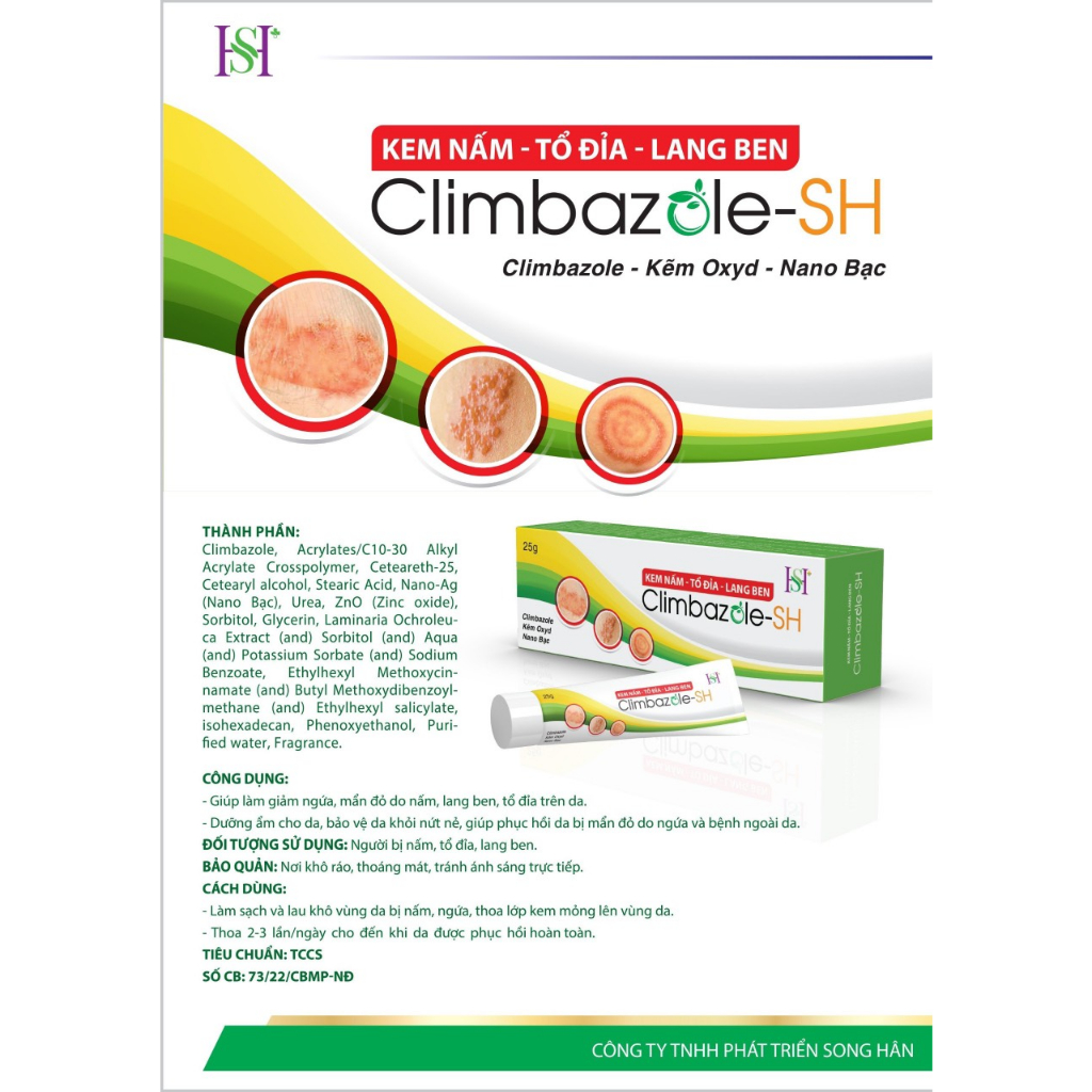 Kem Bôi Climbazole HS+ kem nấm, tổ đỉa, lang ben (25g)