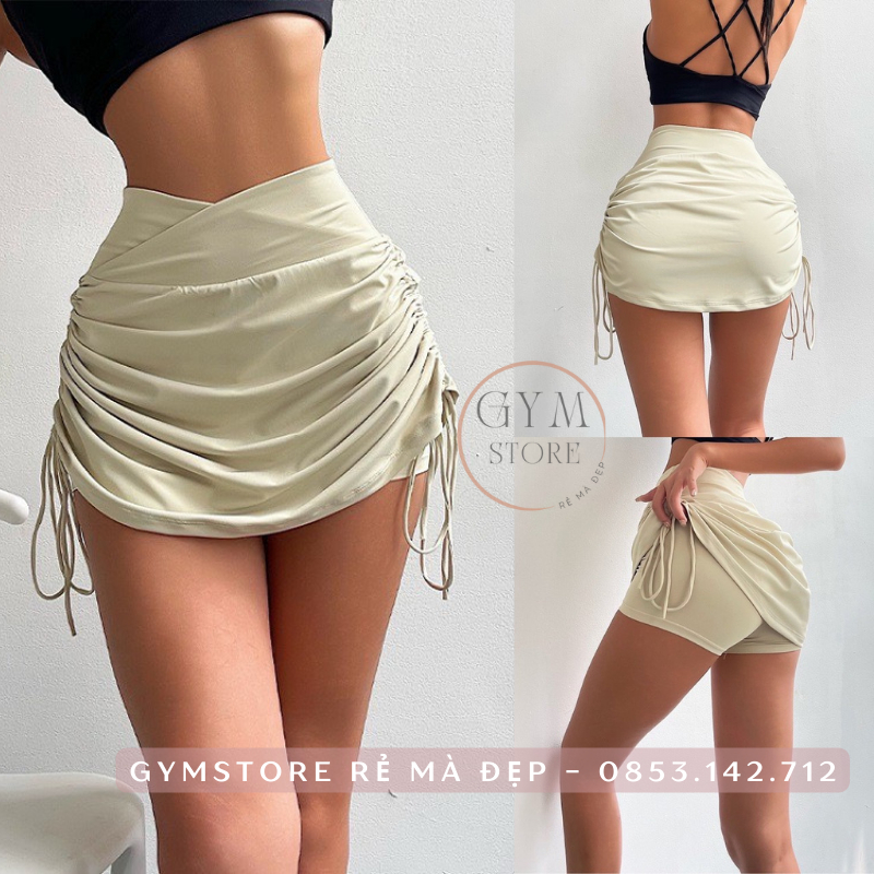 Chân Váy Dây Rút 2 lớp Tennis Tập GYM GOLF Dance Sexy Tôn Mông Vải Thun Siêu Co Giãn GYMSTORE RẺ ĐẸP 9015