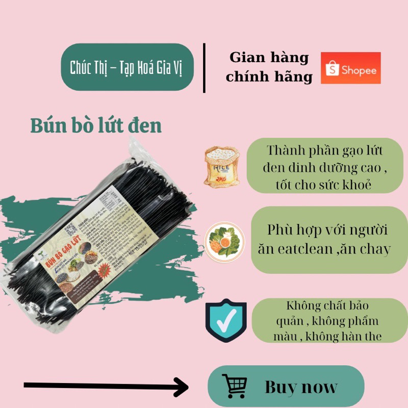 Bún bò gạo lứt đỏ/lứt đen - 500gr, bún lứt sợi to ăn eatclean thực dưỡng