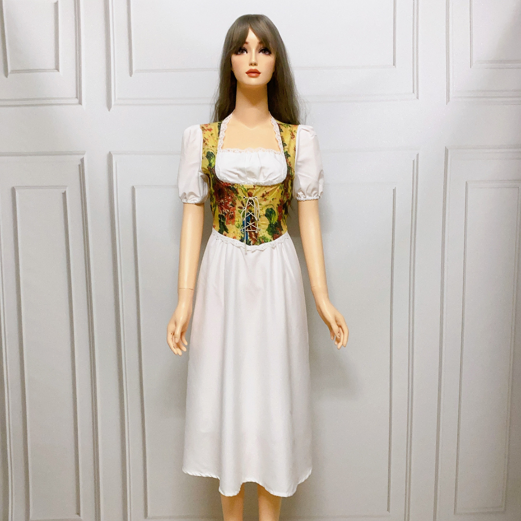 Đầm Nữ Phối Họa Tiết Tranh Sơn Dầu Phong Cách Retro Pháp D31