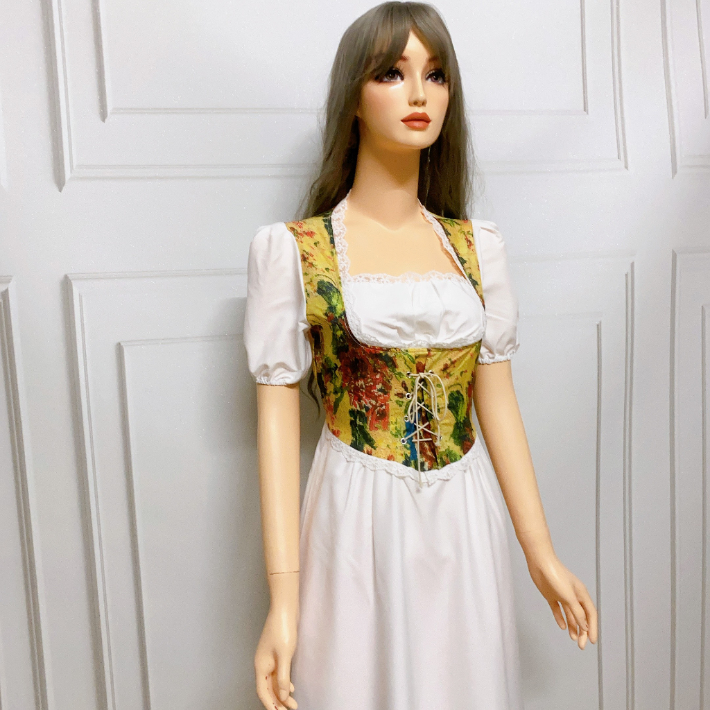 Đầm Nữ Phối Họa Tiết Tranh Sơn Dầu Phong Cách Retro Pháp D31