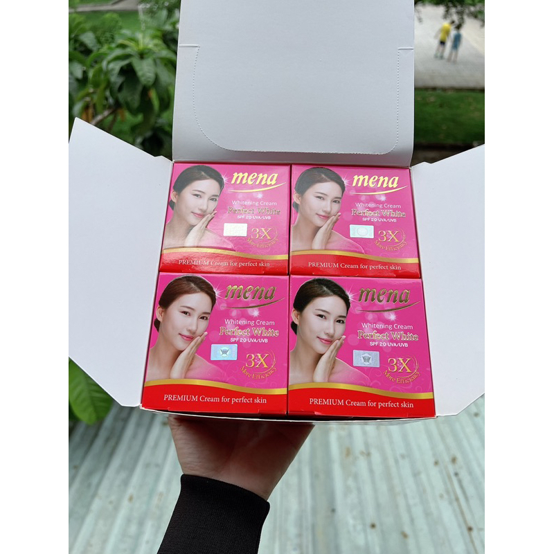 Kem dưỡng trắng da Mena hồng 3X whitening perfect cream 12g