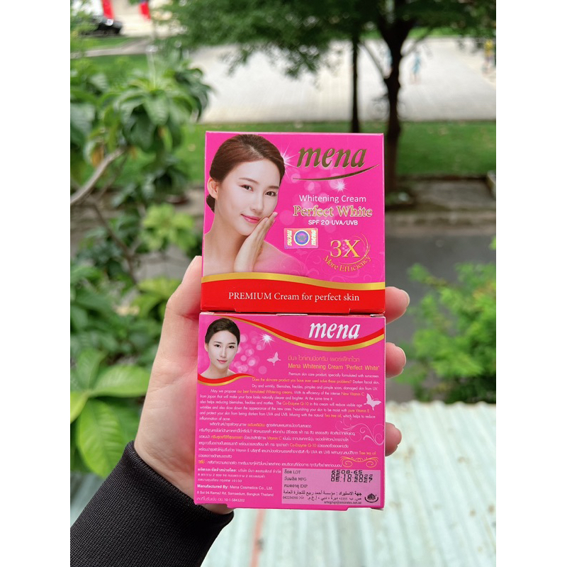Kem dưỡng trắng da Mena hồng 3X whitening perfect cream 12g