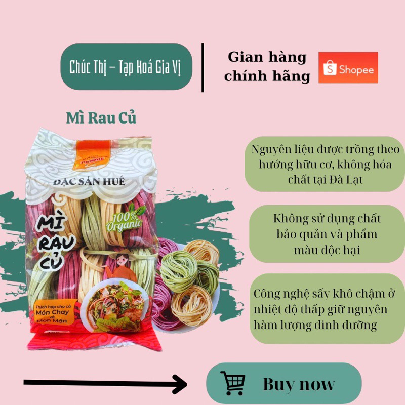 Mì rau củ bản to đặc sản Huế gói - 300gr - ăn kiêng eatclean