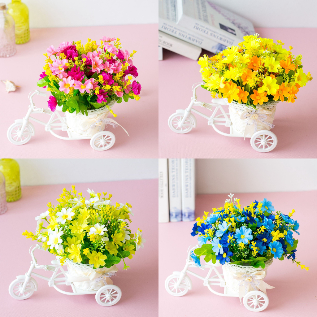 🍀 Xe đạp nhựa cắm hoa cực đáng yêu - Hoa decor để bàn, trang trí 🍀 hoadecormenmen