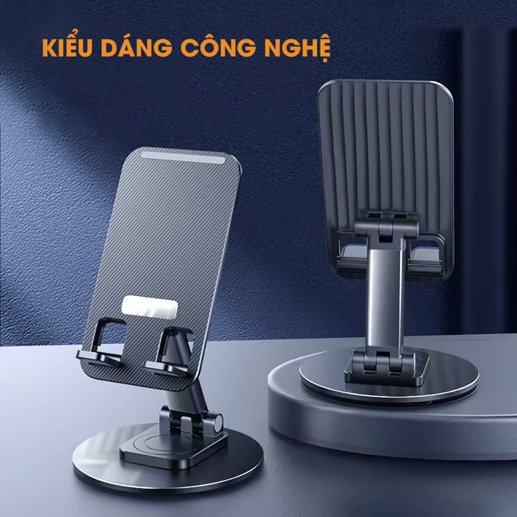 Giá Đỡ Điện Thoại  Xoay 360 độ, Hợp Kim Nhôm Kiểu Dáng Công Nghệ, Gấp Gọn Tiện Lợi, Giá Đỡ Đt Để Bàn.