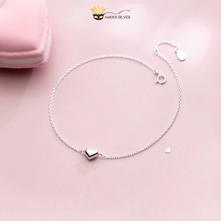 Lắc chân bạc s925 trái tim trơn - amooi silver act002
