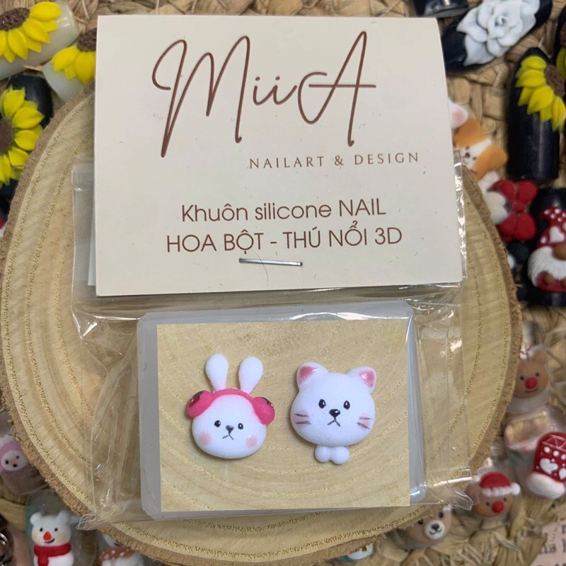 Kt20.Khuôn charm silicon thú bột 3D nail