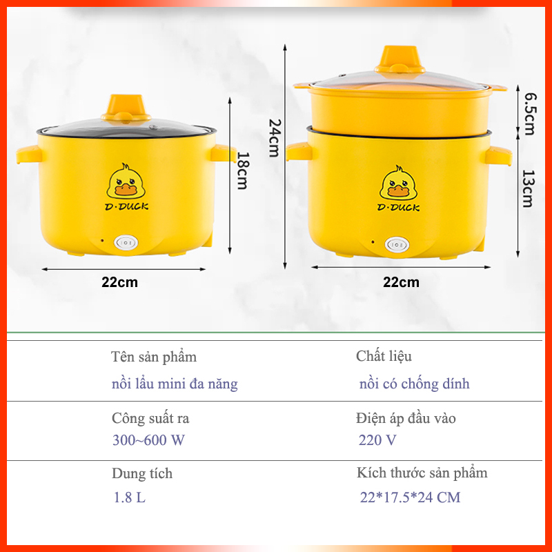 Nồi Lẩu Mini, Ca Nấu Mì Đa Năng Siêu Tốc Siêu Tiện Lợi 18CM
